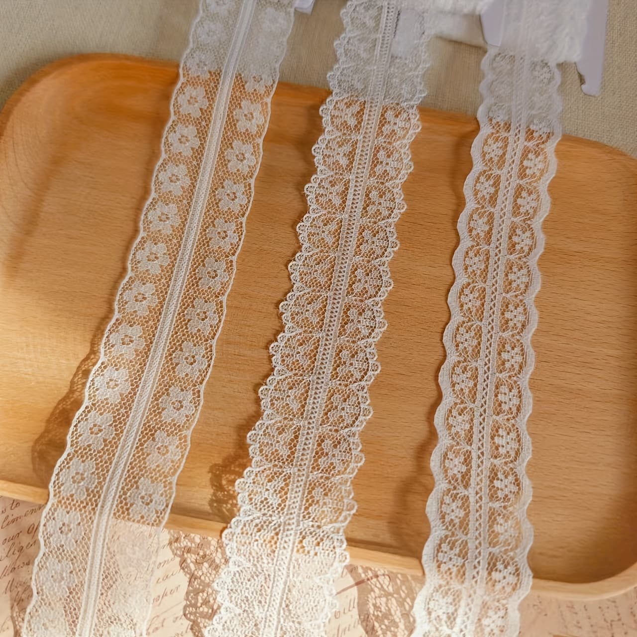 TEMU 3 Different Styles, Each With 5 Yards Of Vintage White Lace Ribbon - Diy Scrapbooks, Doll Clothing, And Sewing Projects - Crochet Knitting Supplies And Decorations, Suitable For