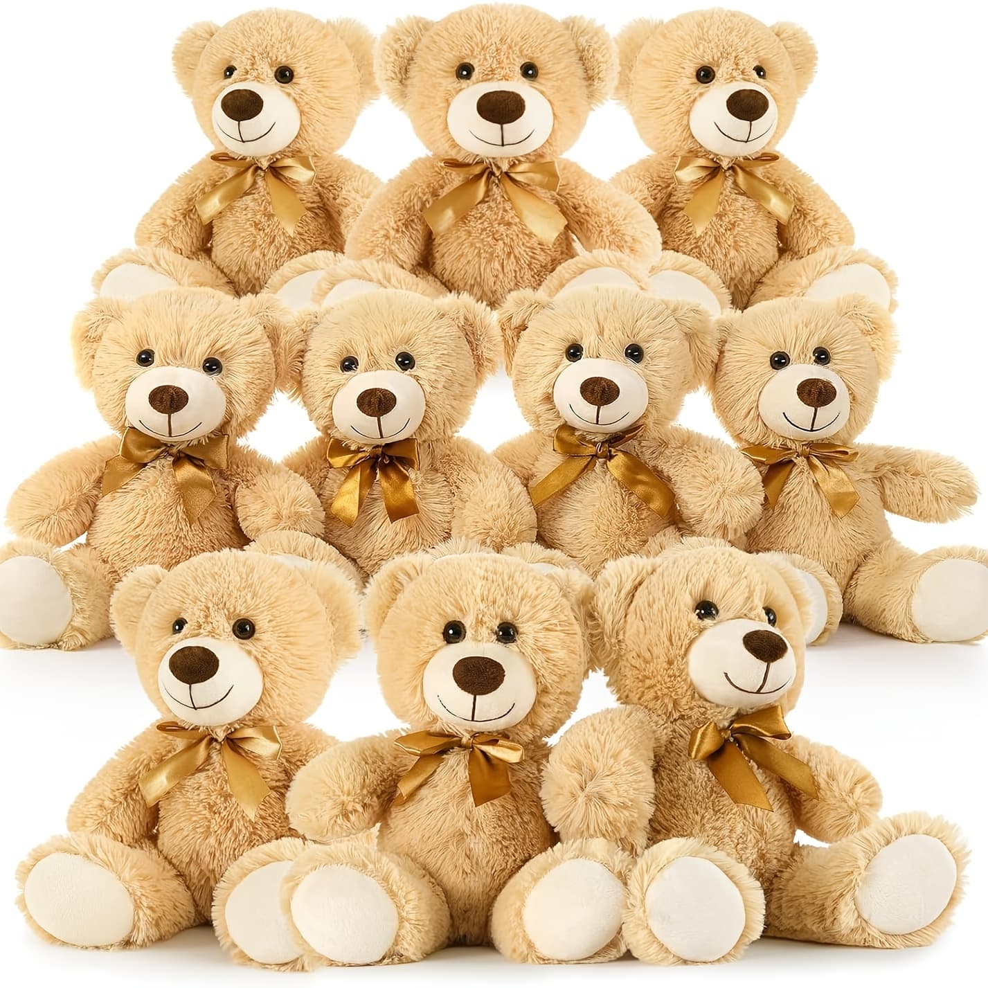 TEMU A Set Of 10 Plush Teddy Measuring 11.8 Inches, Perfect For Parties. Adorable Stuffed For Children On Occasions Like Christmas, Birthdays, And Valentine's Day