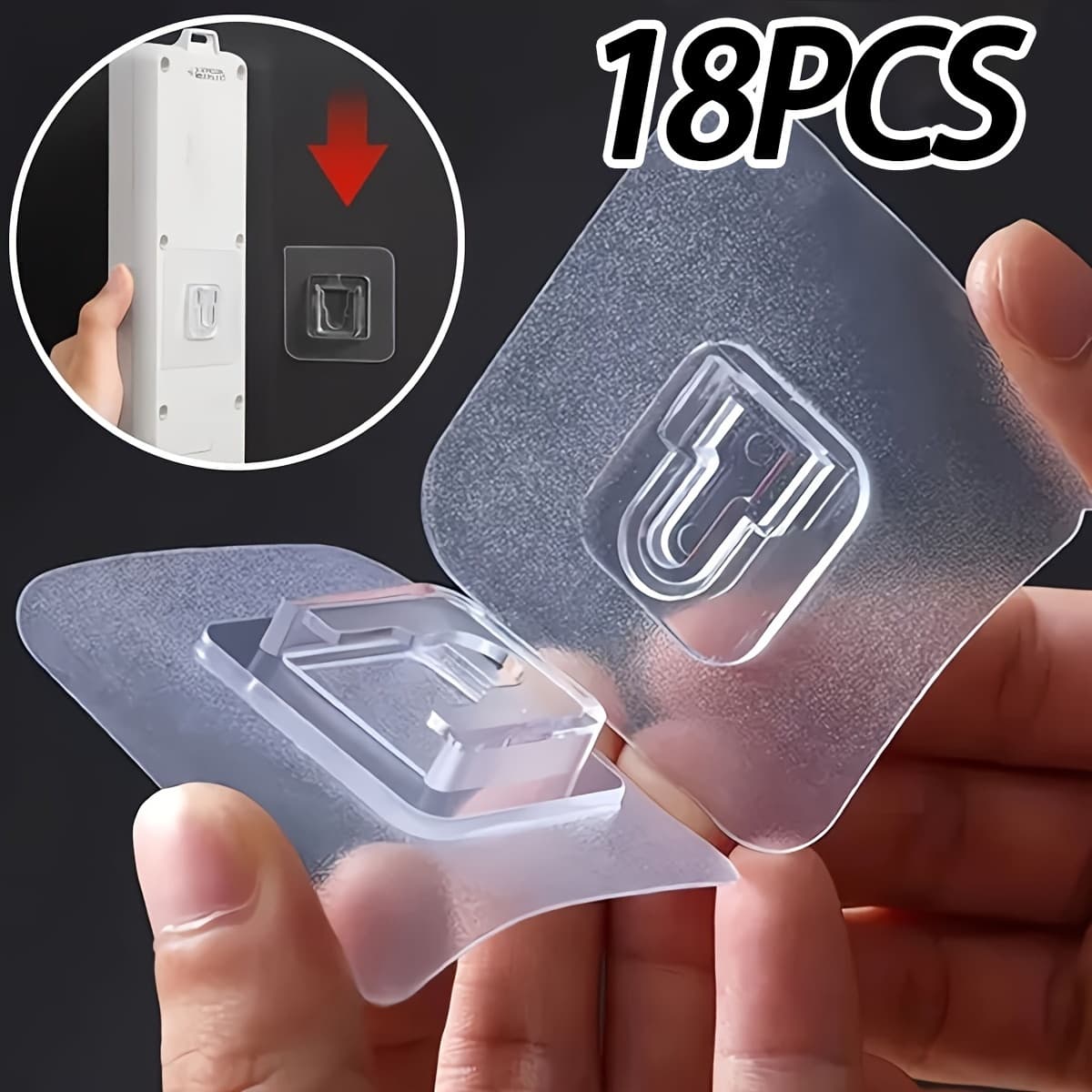 TEMU 18-pack Adhesive Utility Hooks - Fashion Style Plastic Wall Mount Holders For Router, Outlet, Picture Frame, Remote - Waterproof Hangers For Kitchen, Bedroom, Bathroom, Office