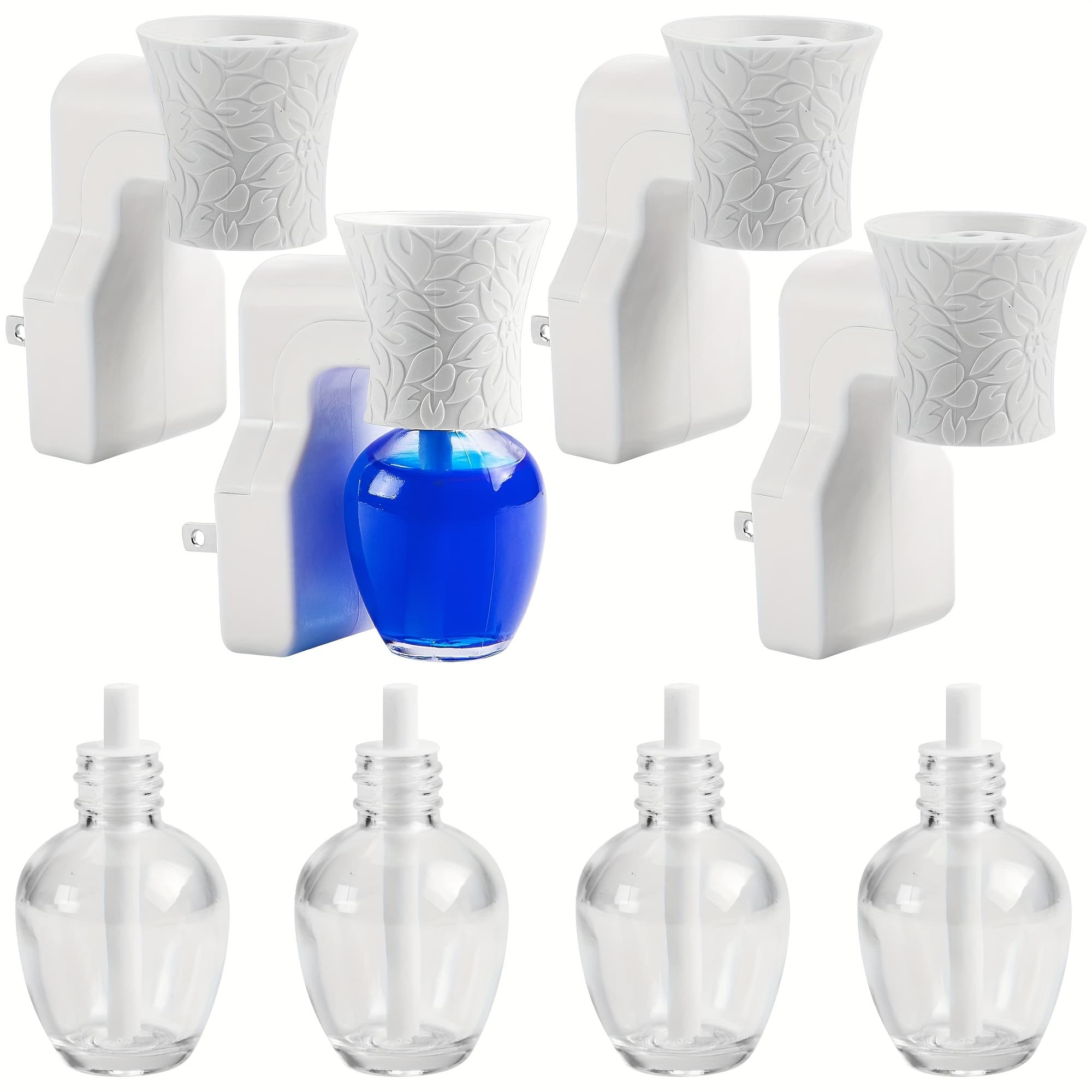 TEMU 4 Pack Fragrance Oil Plug In Diffuser- Wall Fragrance Diffuser Plug- Rotary Plug Design Diffuser With 4 Empty Bottles For Home Office Spreading Scent(no Liquids, Please Your Own)
