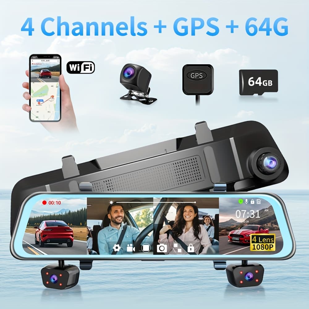 TEMU Dash Cameras For Truck Backup Camera, 11.66 Inch With 1080p Ips For Cars Front And Rear View Backup Camera Night Vision, Loop Recording, Dvr