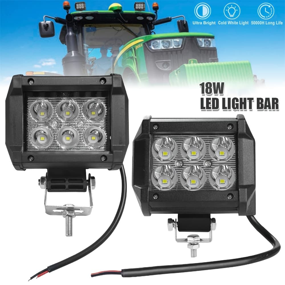 TEMU Set Of 2, 4-inch 18w Led Work Light Bar - Flood Beam Suitable For Suvs And , Battery Not Included