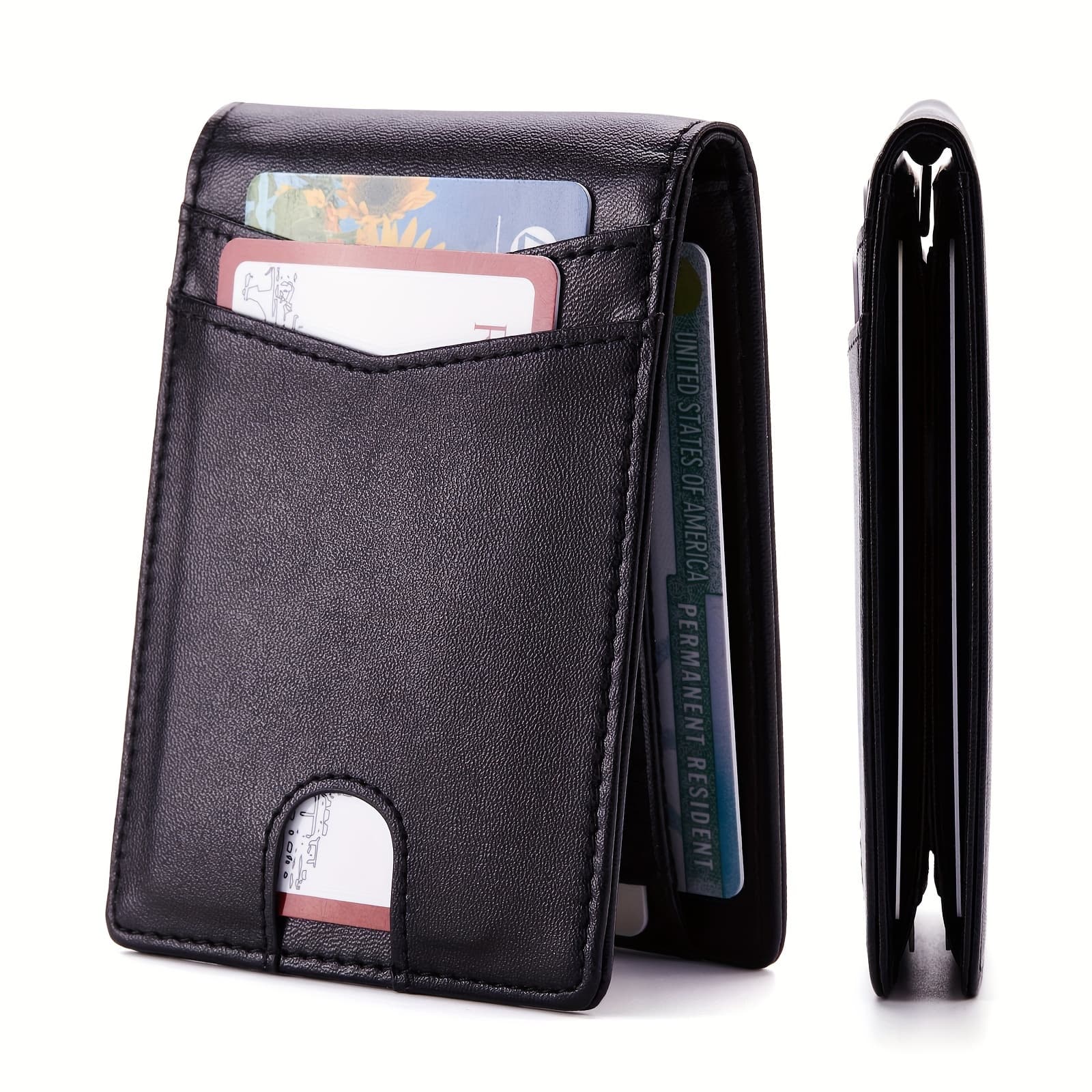 TEMU Rfid Blocking Bifold Slim Front Pocket Wallet For Men With 10 Credit Card Slots, Money Clip, And Gift Box
