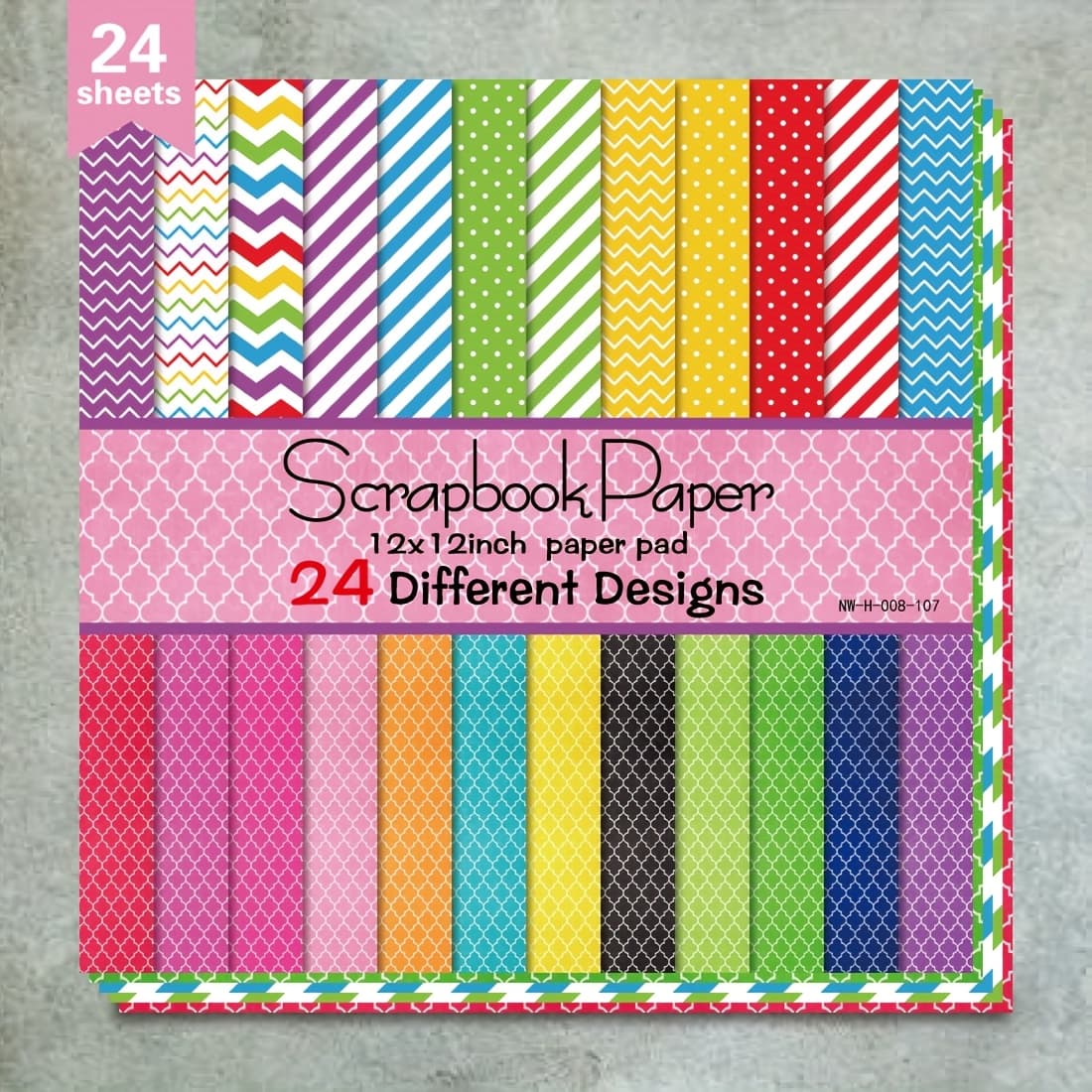TEMU 24 Sheets 12"x12" Diy Paper Pad - 24 , Colorful Patterns & Lines For Crafting, Card Making, And Decorative Backgrounds, Diy Crafting | Diverse Designs | Colorful Paper Sheets, Scrapbooking Paper