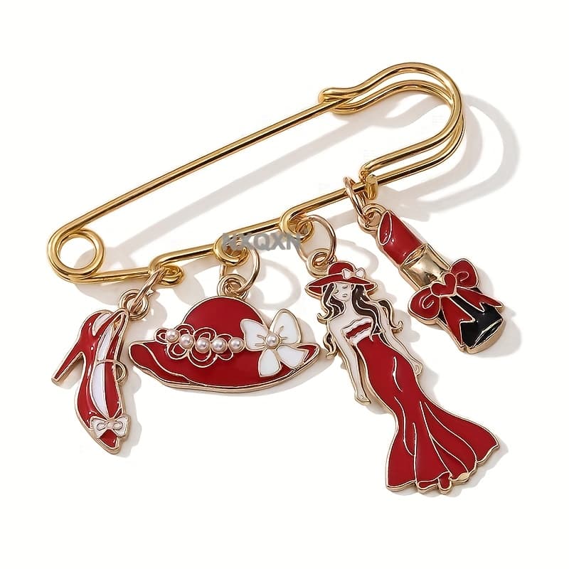 TEMU High-end Women's Brooch, Oil-drip Alloy, Lipstick, Gift Hat, Handbag, Lipstick Additions, Pins, Pendants, Handbag Charms, Badges