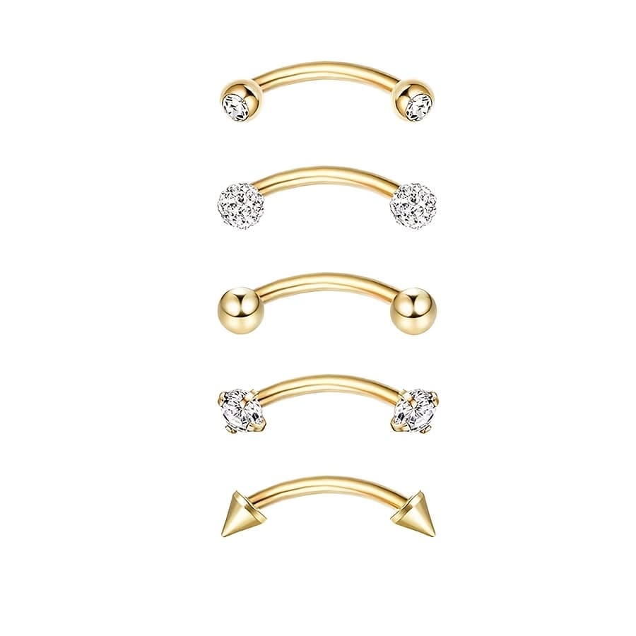 TEMU 5pcs 16g Piercing Jewelry, Stainless Steel Eyebrow Piercing Jewelry Eyebrow Ring For Men And Women, Tongue Fixation, Ear, Belly, Navel, Lip Multi-functional Piercing Jewelry