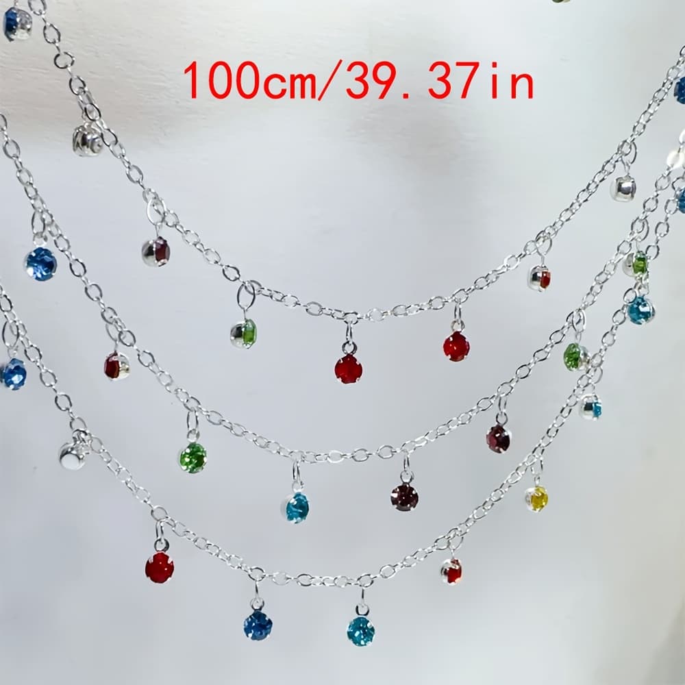 TEMU 1 Meter Dopamine Colored Pendant Chain Golden Silvery Tassel Copper Chain Necklace Bracelet Jewelry Additions Jewelry Chain