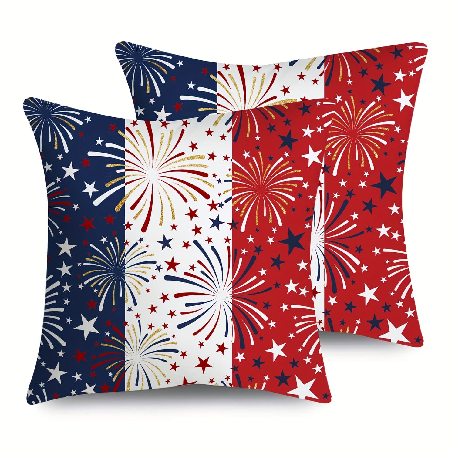 TEMU A Pair Of Decorative Pillow Covers Showcasing And Stars In Red, Blue, And , Ideal For Day. Zippered Cases, Made Of Washable Polyester And Printed On , Are Perfect For Beds, Sofas