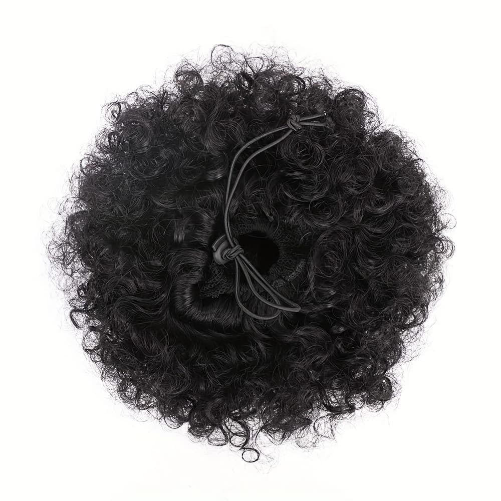 TEMU Afro Puff Hairstyle With A Curly Bun, Popular In