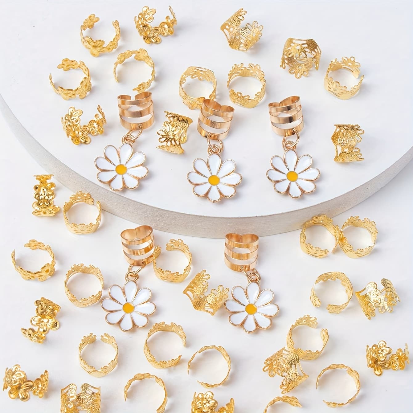 TEMU Set Of 25 Daisy Flower Hair Clips, Perfect For Y2k Punk Hip Hop Style, Ideal For Parties And Everyday Use As Hair Additions