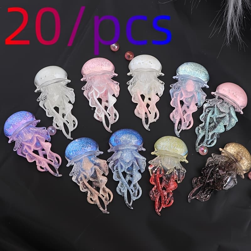 TEMU 20pcs Fluorescent Jellyfish Resin Accessories Luminous Handmade Diy Beads Jewelry Resin Jewelry Supplies Beads, Decorative Beads