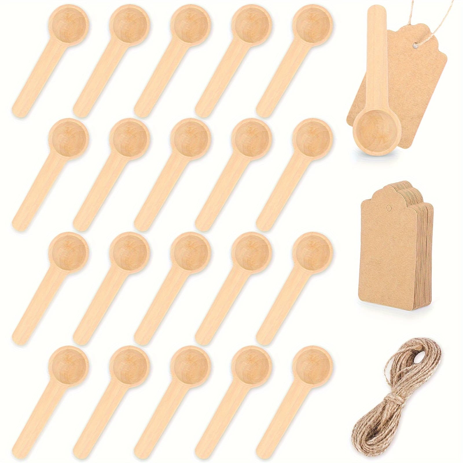 TEMU 24pcs Mini Wooden Spoons, 3 Inches Small Bath Salt Spoon Wooden Little Teaspoons For Sugar Scrub Jars Spice Condiments Jam