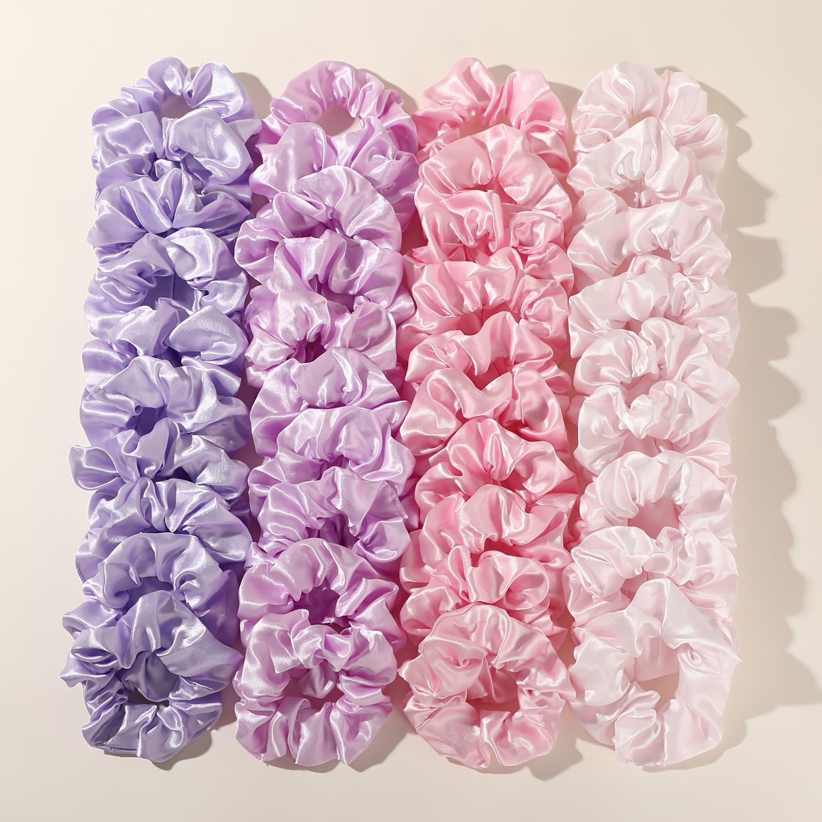 TEMU 40pcs New Satin Pink Hair Ties, Suitable For Everyday Wear, Used As Women's Hairstyle Decorations, Hair Ties