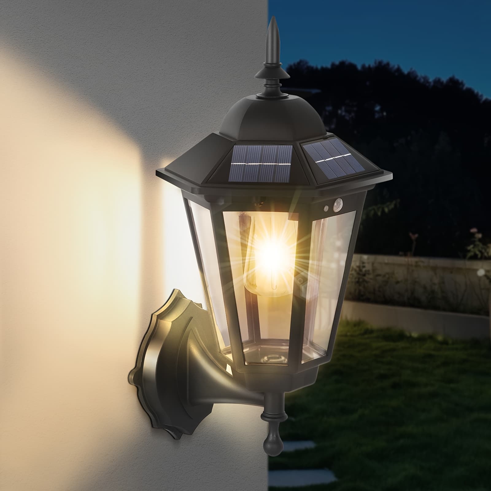 TEMU Outdoor Solar Wall Light, Security Light With Motion Sensor, 3 And Dusk To Dawn Sensor, Exterior Wall Light, Suitable For Garden, Patio, Porch, Garage Door