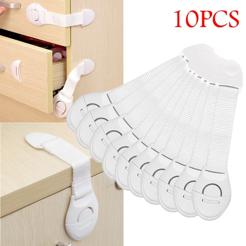 TEMU 10pcs, Cabinet Drawer Protection Cloth Belt Lock Set 10pcs, No Drilling Required Safety Protection Tools, Design, Multi-functional Furniture Protection And Fixing Tools