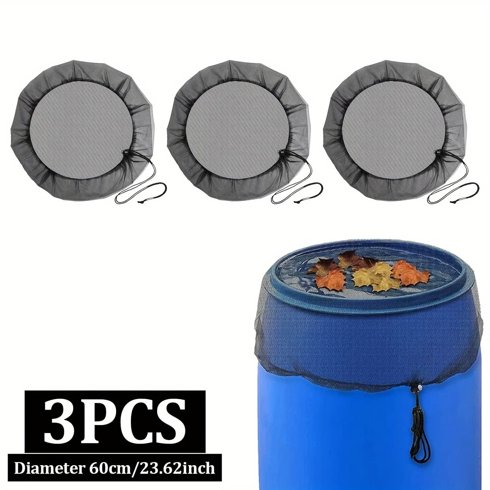 TEMU 3/ 6pcs Adjustable Mesh Rain Lids, With Drawstring Filter Prevents Leaves And For Outdoor Water Tanks, Garden Rain Barrels