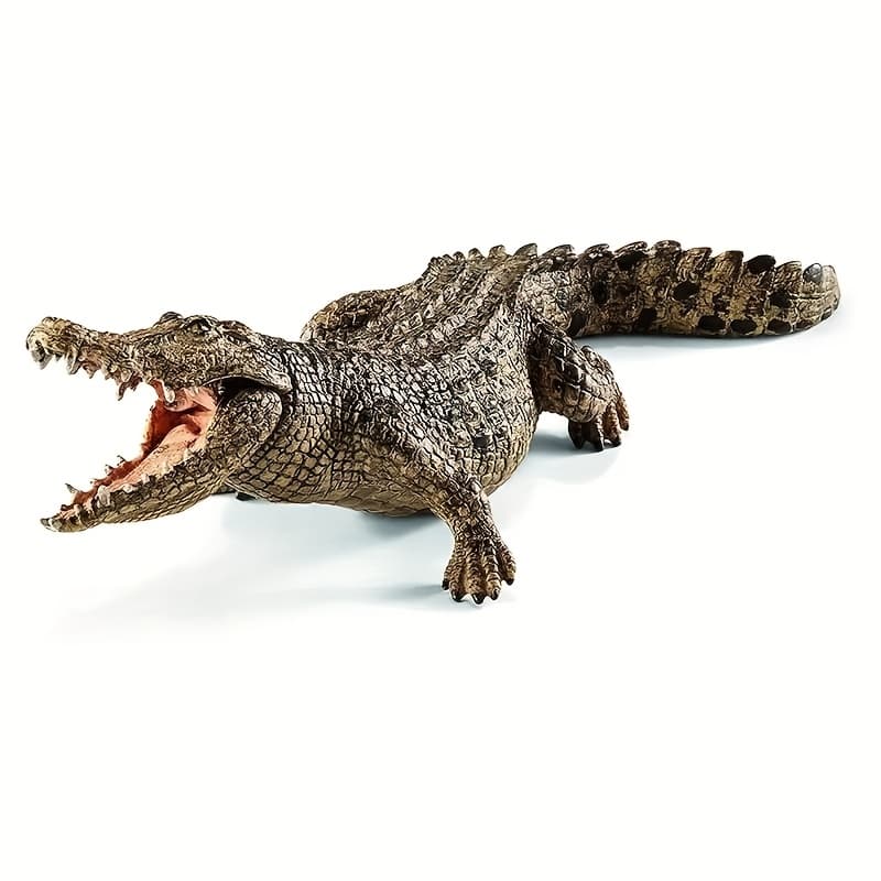 TEMU 1pc Realistic Pvc Crocodile Model With Movable Chin - Realistic Jungle Animal Statue, Durable And Collectible, Perfect For Home Decoration And Gifts, 7x2.56x1.57 Inches