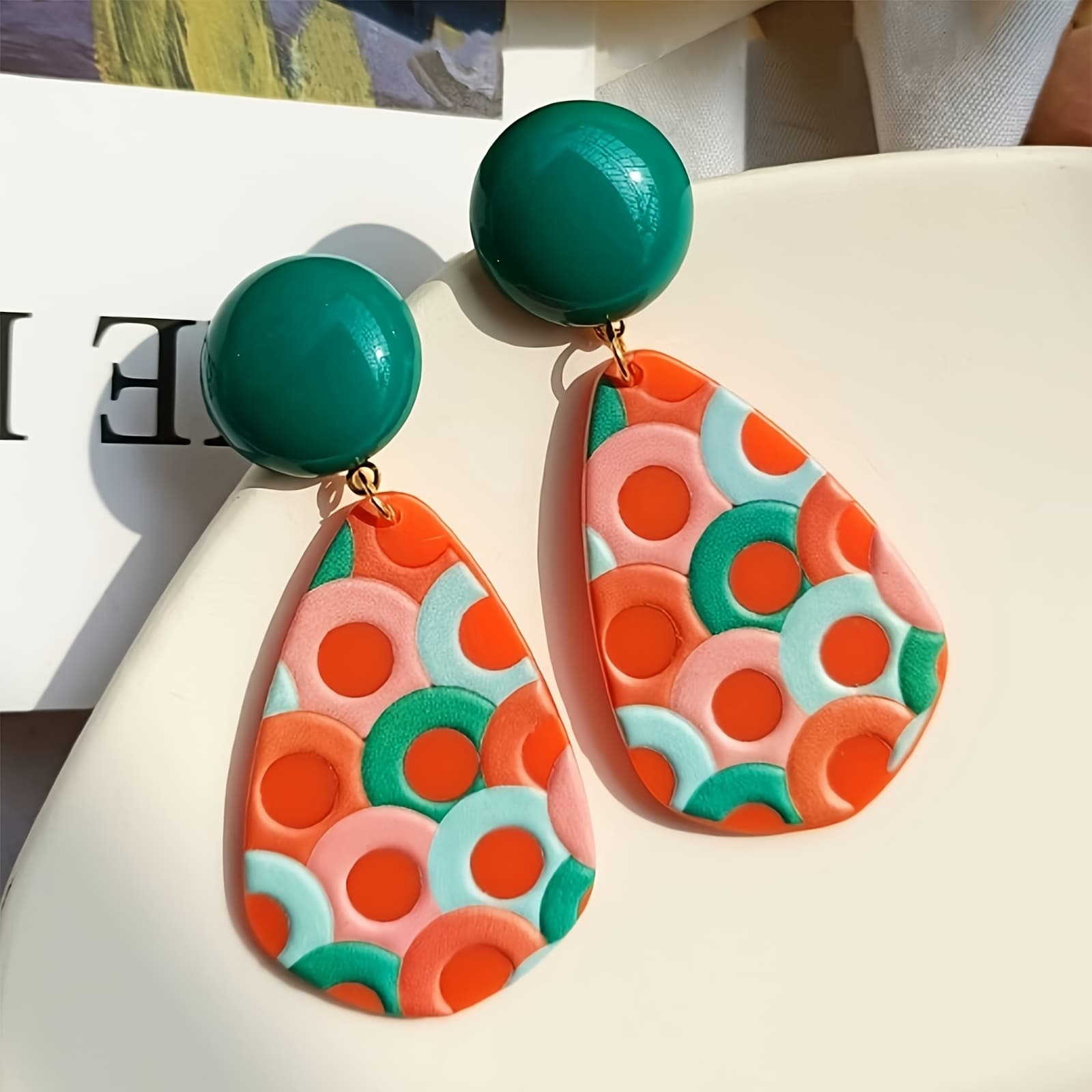 TEMU Fashionable Retro Teardrop-shaped Dangling Earrings, Suitable For Women' Wear And Matching Clothes, The Additions For Beach Vacation
