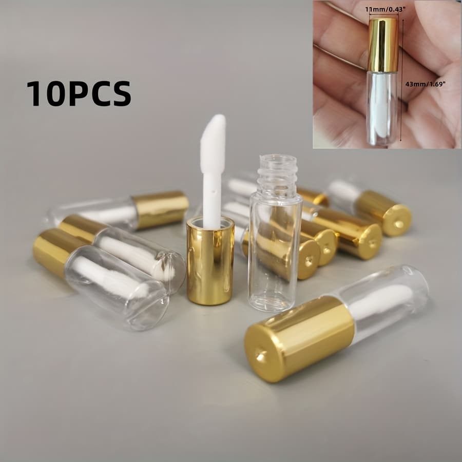 TEMU 10pcs 1.2ml Lipstick Container Round Mini Lipgloss Sample Tube Refillable Bottles Rubber Inserts Travel Essentials