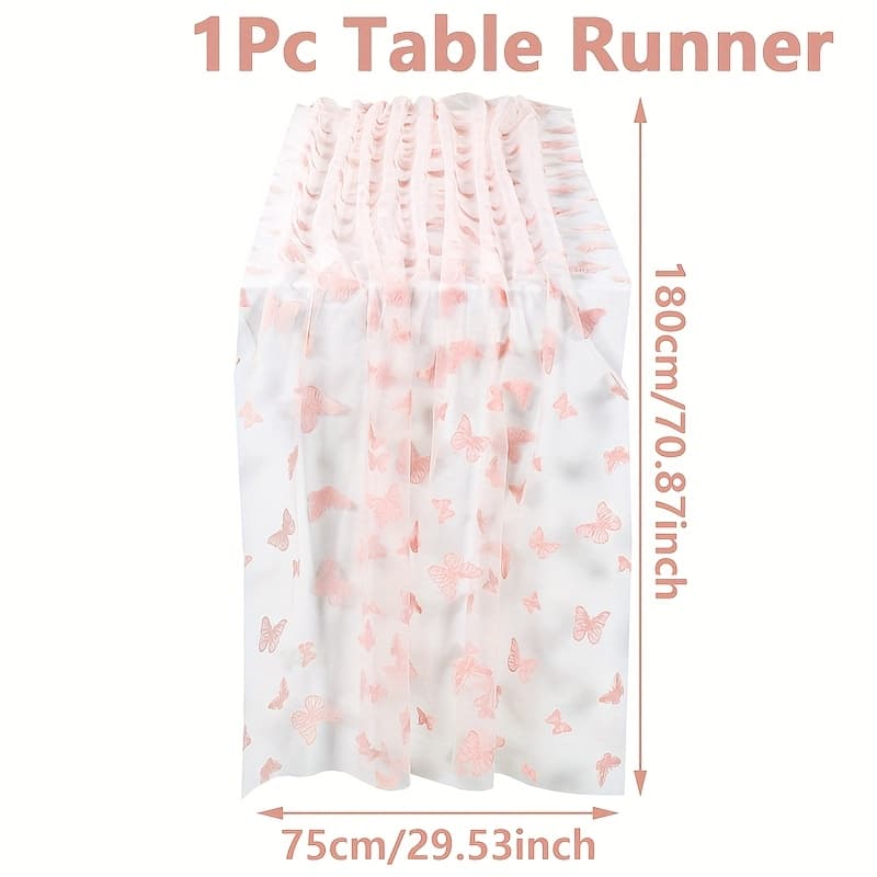 TEMU Runner, Pink Mesh Table Runner, Ideal For -themed Celebrations, Suitable For Birthday And , Wedding Decorations, Birthday Party Decor, Table Runner For Home Use, Holiday Table Decoration