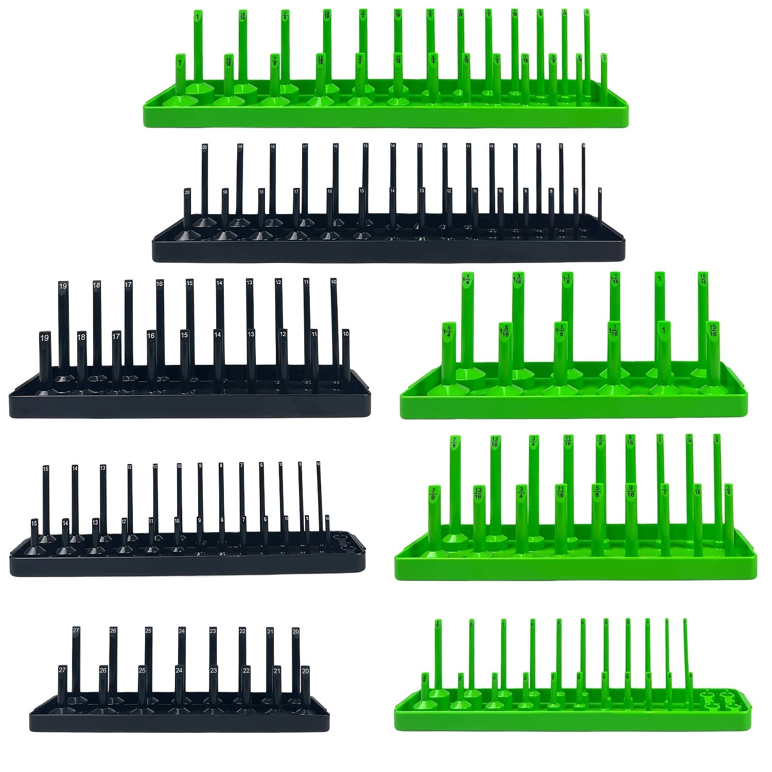TEMU 8pcs Socket Organizer Holder Tool Box, Metric & Sae Socket Holder, 2pcs 1/4", 4pcs 3/8", 2pcs 1/2" Socket Tray, Heavy Duty Socket Rail, Deep & Shallow Long Socket Organizer For Tool Box Drawer