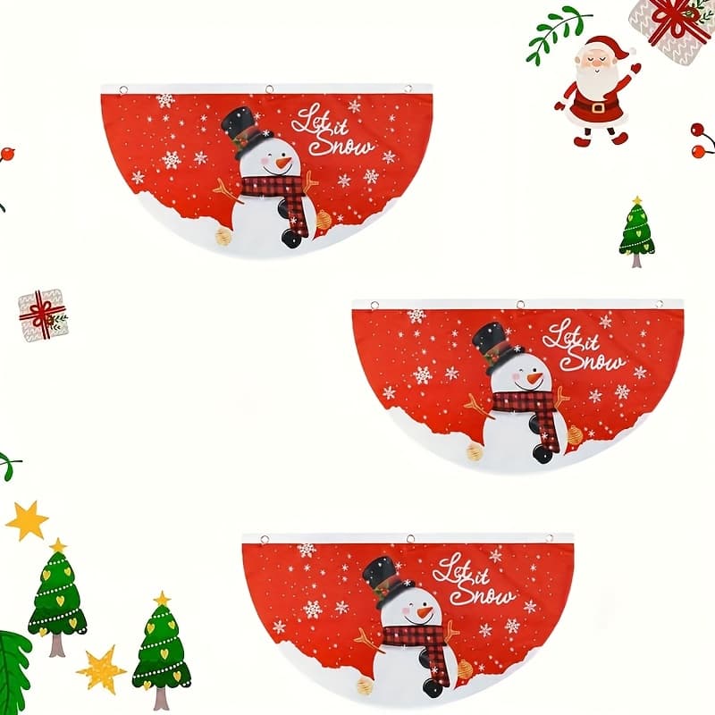 TEMU 3pcs Set Outdoor Garden Decorative Hanging Flags, Christmas Outdoor Decor Fan-shaped Snowman Flags