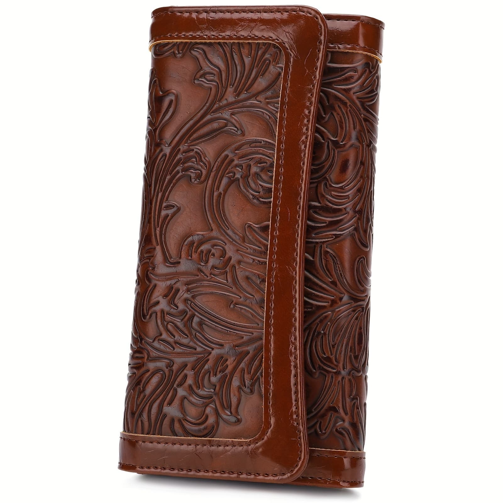 TEMU Women's Embossed Wallet Pu Rfid Blocking Trifold Ladies Purse Long Clutch Card Holder Phone Checkbook Organizer Gifts For Women Tote Bag For Mom Gift Love