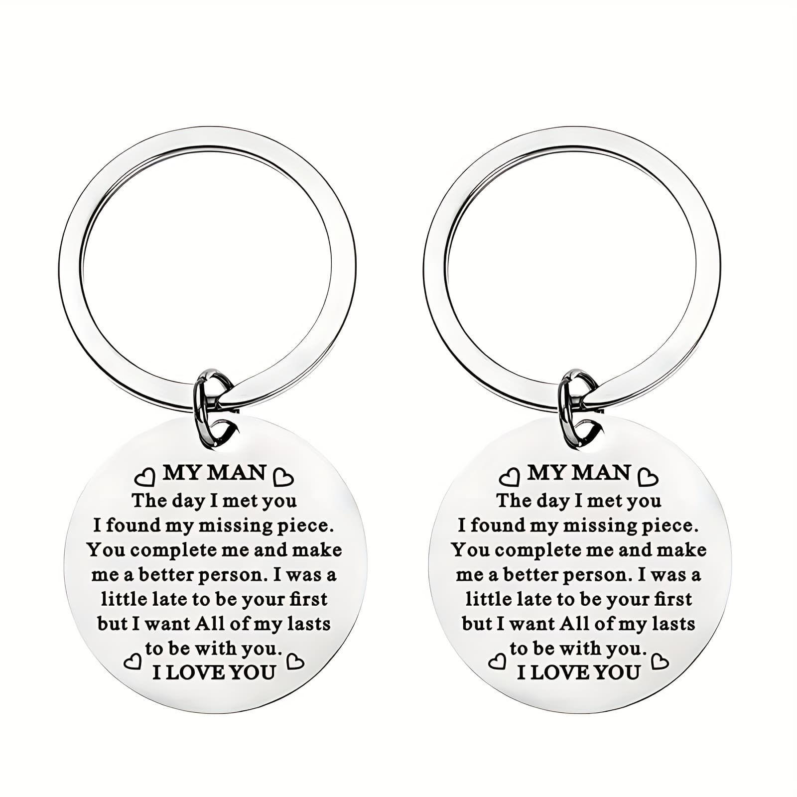 TEMU 2pcs Couple Keychains, Engraved With "my For Man, " Perfect For Husbands Or , Expressing Love. Durable Round Keychain Accessories, Suitable For Birthdays, Valentine's Day, And Christmas.
