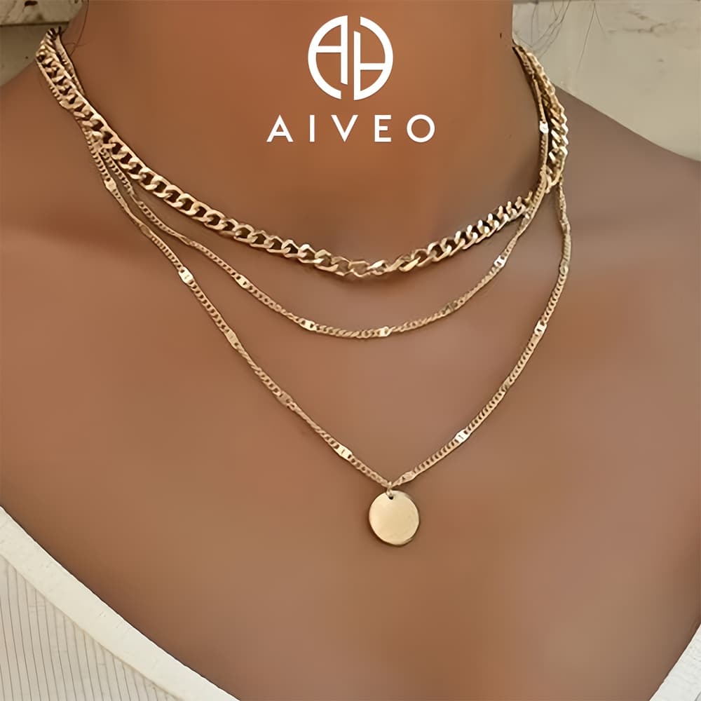 TEMU High Quality Stainless Steel Golden Women's Stacked Necklace, Anti-fade, Easy And Elegant, Fashionable Women's Necklaces For Daily Wear Or Parties, Jewelry Additions, Is A Delicate Gift For Women thumbnail 2