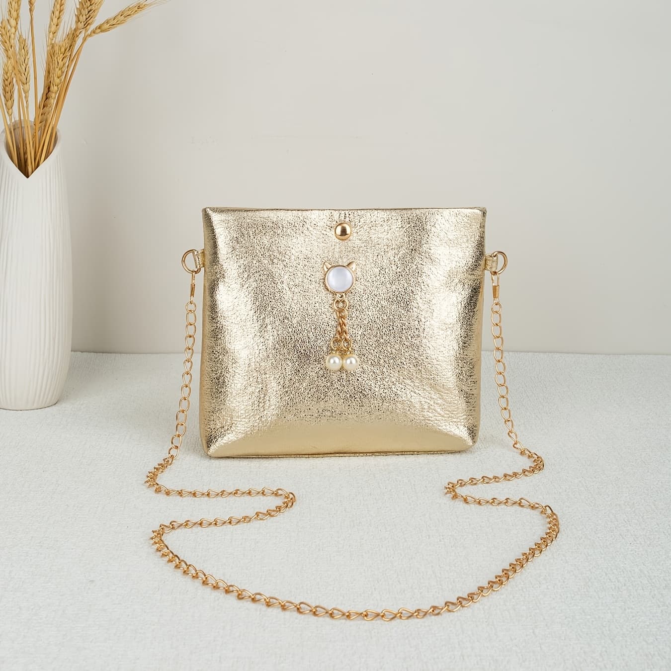 TEMU Luxurious Bucket Bag, Large Capacity Chain Crossbody Bag For Daily
