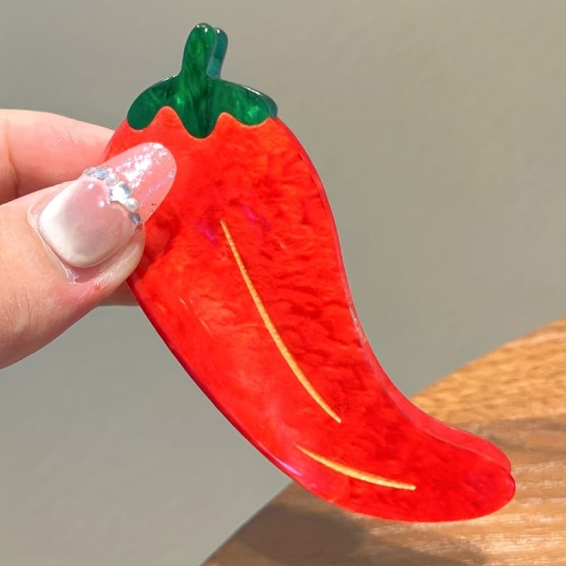 TEMU 1 Cartoon Hair Clip, Cute Realistic Chili Pepper Claw Clip, Half-updo Fun Shark Clip Hair Accessory
