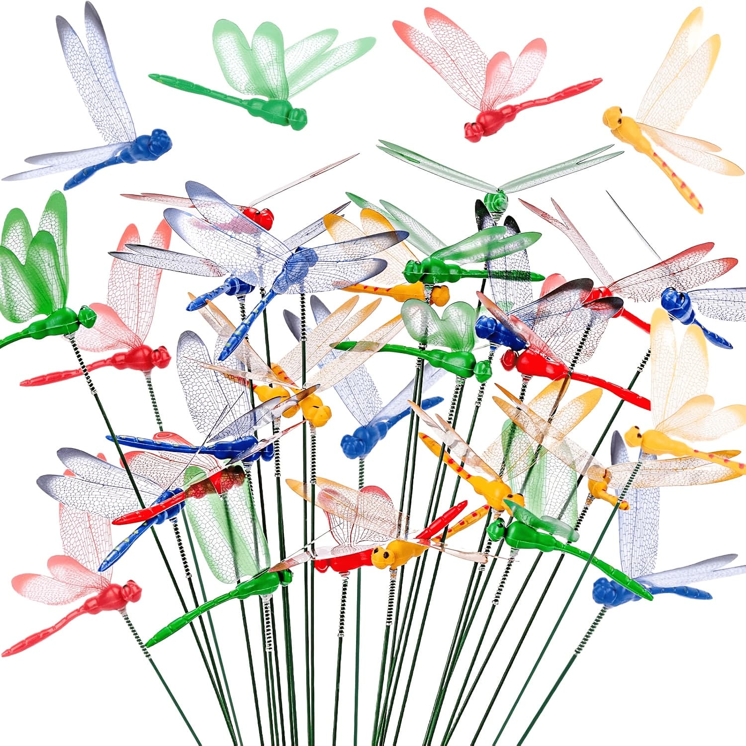 TEMU 【3d】 [3d] 30pcs Colorful Dragonfly Garden Stakes, Decorative Dragonfly Ornaments For Outdoor Yard And Indoor Plant Pots, Vivid Simulation Dragonfly Stakes For Patio Decor