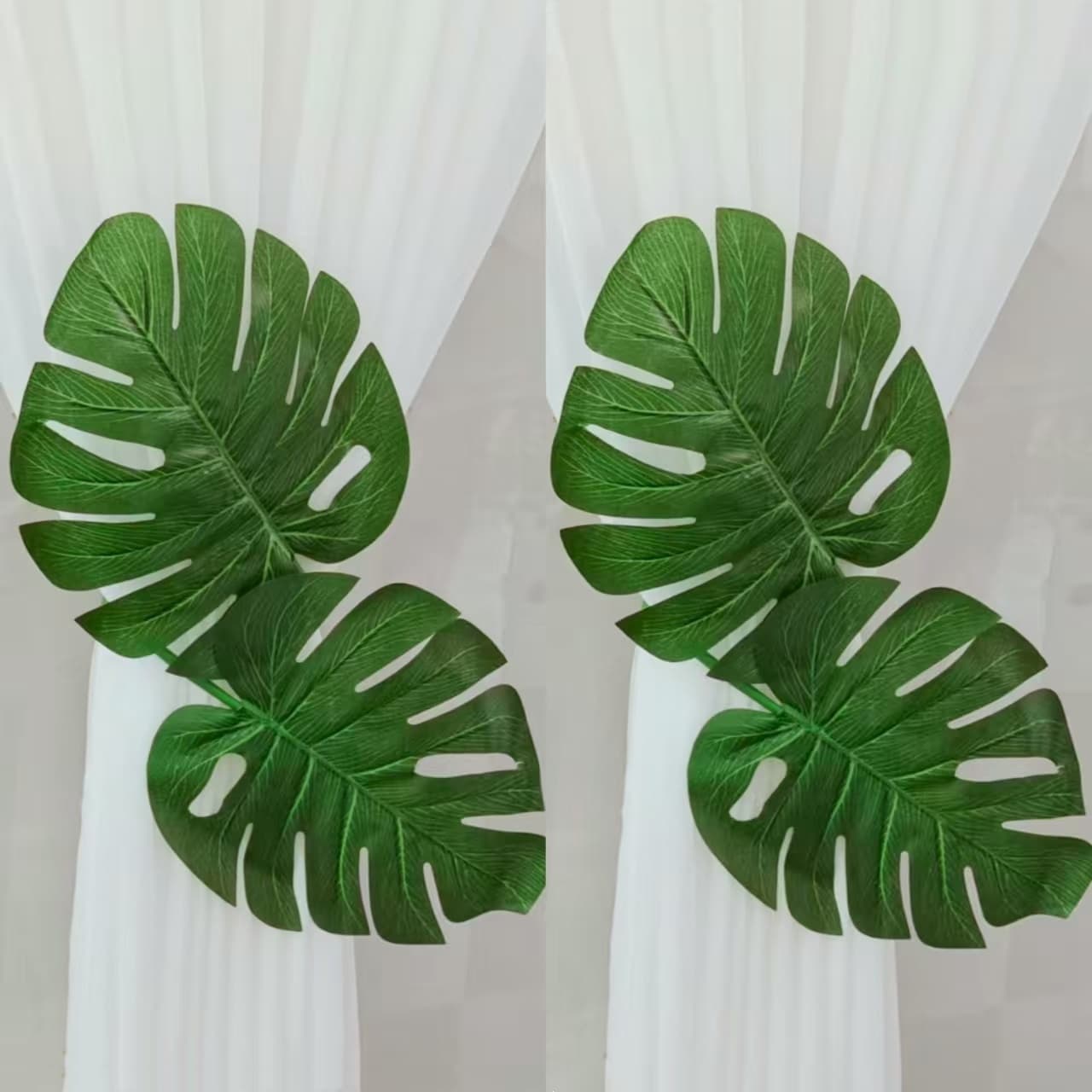TEMU 1/2pcs Monstera Leaf Curtain Tieback, Simple And Fresh Sheer Curtain Holdback, Gathering Clip, Artificial Green Plant Decoration