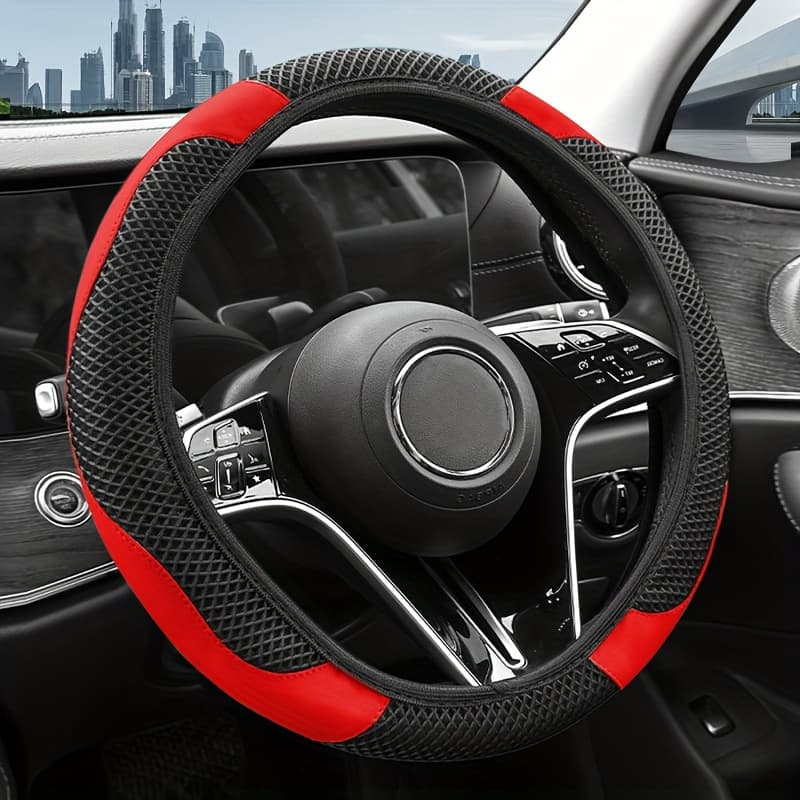 TEMU Crystal Carbon Fiber Steering Wheel Cover | Racing Grade Nano Anti-wear Coating+track Pattern Anti Slip Lining | High-end Relief Embroidery