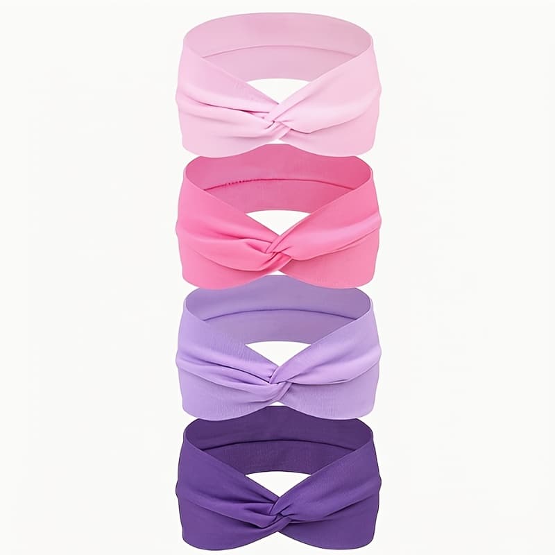 TEMU 4pcs Women’s Cross-back Headbands - Sweat-wicking Breathable Non-slip Hairbands For Sports, Yoga, Running, 12 Colors (leopard Print & Solid), , Crossover Design, Nonlip Slipband