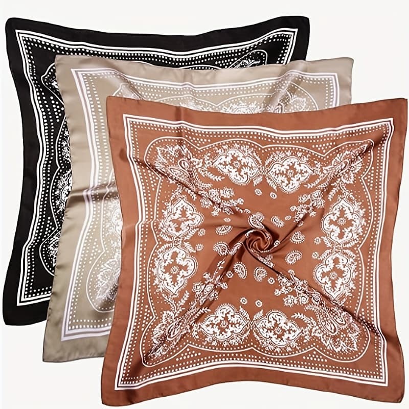 TEMU 3pcs 27.5 Inches Satin Head Scarf Hair Scarf Head Scarf Bandana Hair Wrap Neck Scarf For Women S