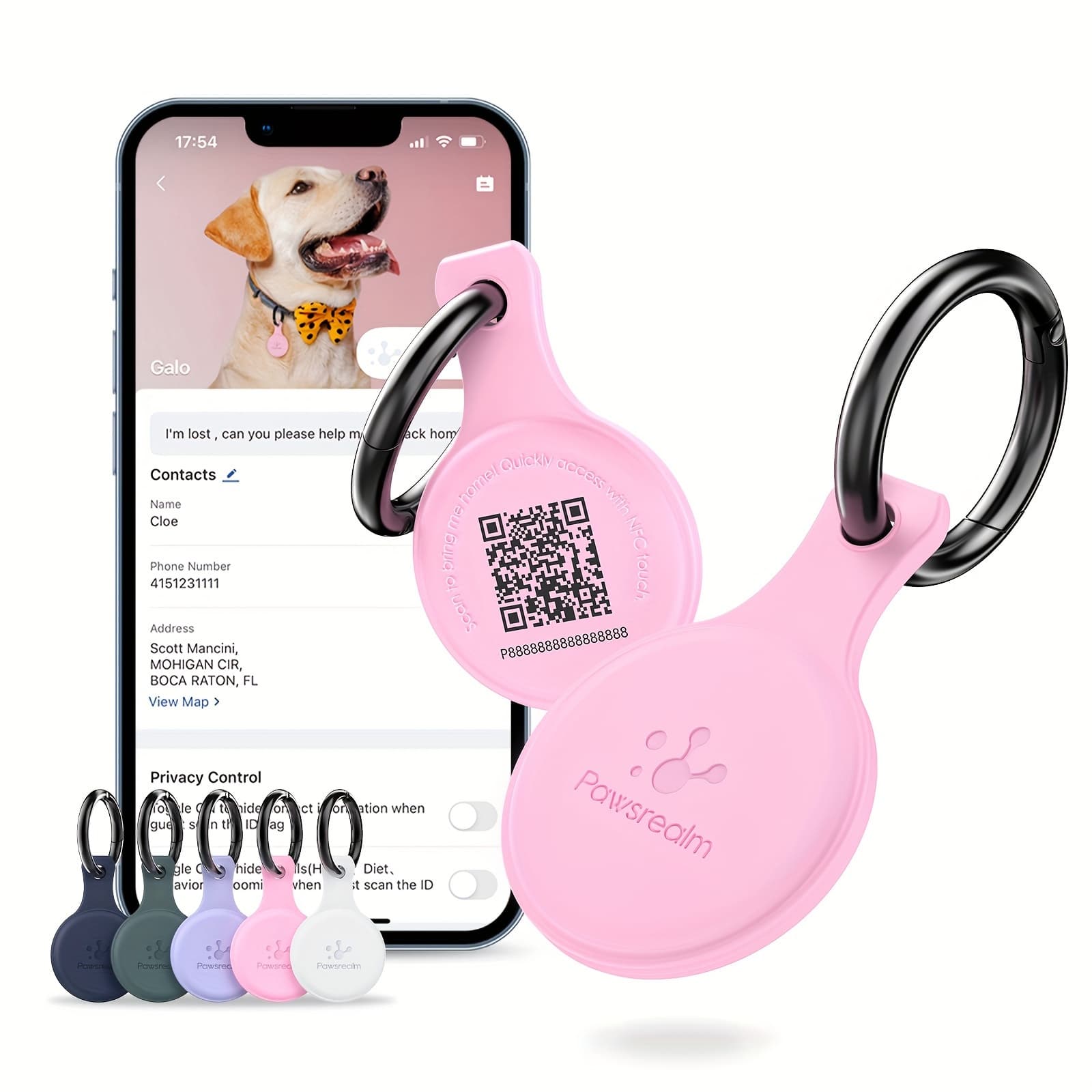TEMU Nfc & Pet Id Tag, Silicone Silent Dog Tag, Cat Name Tag, Dog Tag, Modifiable Pet Online Profile, Instant Pet Location Alert Email, Anti-lost Function, Non-wireless Function, No Power (pink 1pc)