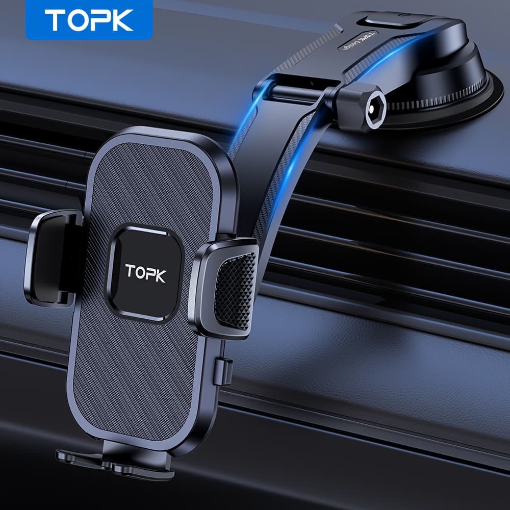 TEMU Topk Upgrade Car Phone Holder Mount, Universal Cell Phone Car Mount For Dashboard Car Dash Mount Mobile Holder For Iphone, And All Smart Phones