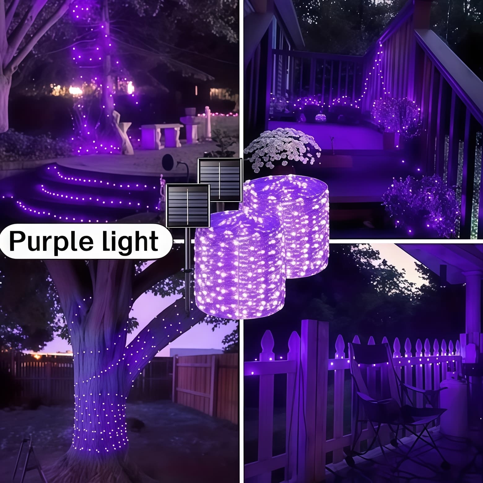 TEMU Pack Of Two, Solar Outdoor Camping Color Lights, 72ft 400lamps High Brightness Luminous Beads, Outdoor Camping Site Lighting, , Ip44