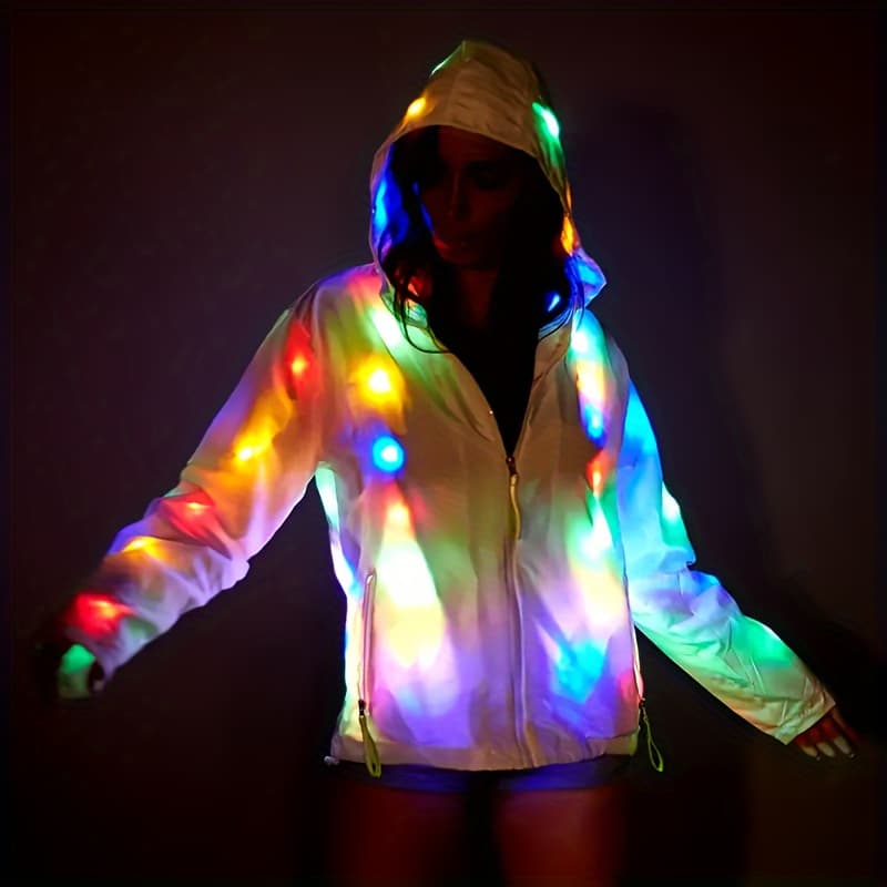 TEMU 1 Led Sequin Jacket For Women Glitter Light Clothing Led Carnival Costume Holiday Party Costume Video Shoot Effect Props