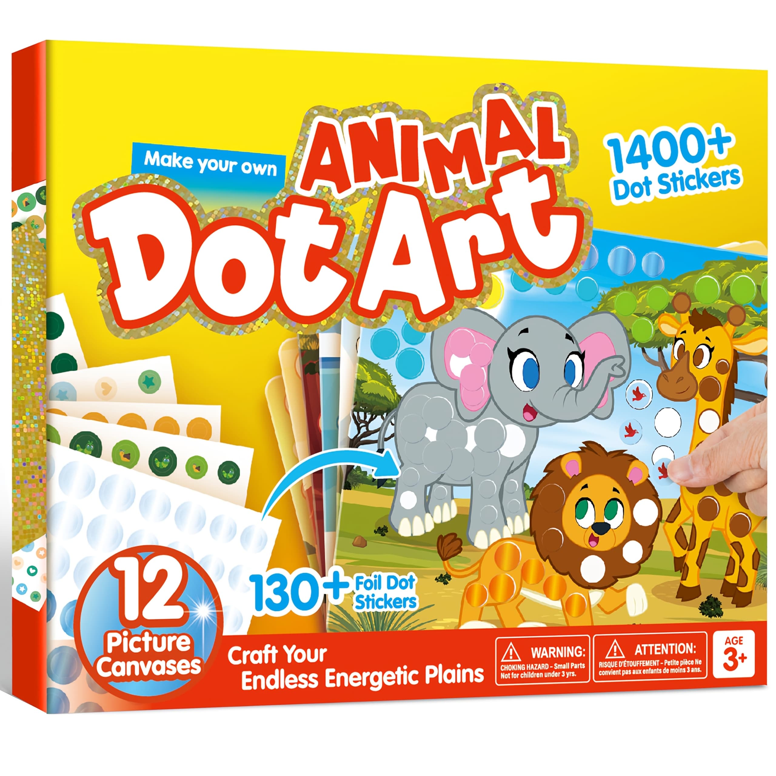 TEMU Syncfun Dot Art Kit For Kids, No Mess Sticker, Craft Kits, Diy Creative Activity, Travel Toy, Birthday Gifts For Boys Girls (animal)