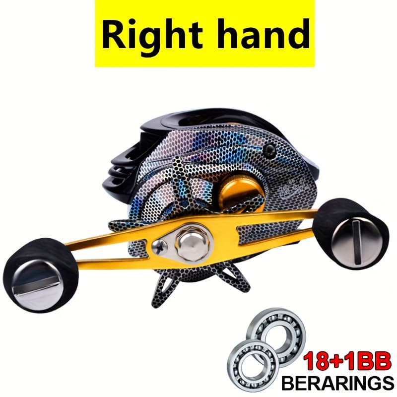TEMU Hand Casting Reel, Compact Fishing Accessory - Durable Fishing Reel For Freshwater And Ocean Fishing, Stylish Sporty Design, High-performance Bearings