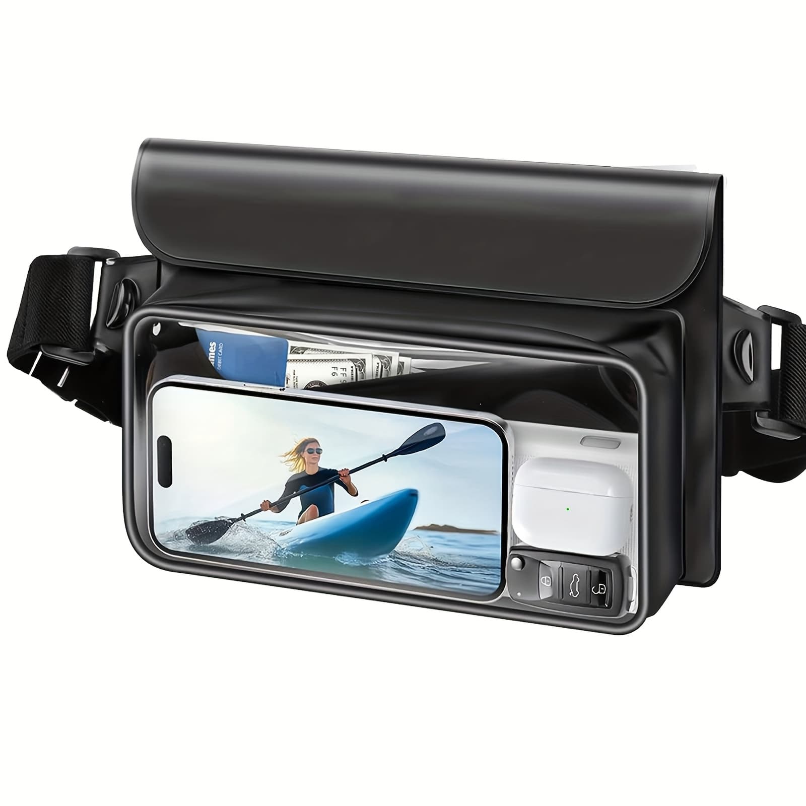TEMU 1pc Waterproof Pack, Floating Dry Bag Pouch, Phone Waterproof Waist Pouch Dry Bag, Beach, Kayaking, Swimming, Boat Essentials, For Iphone 16/15/14/13/12 Pro To 9.5"