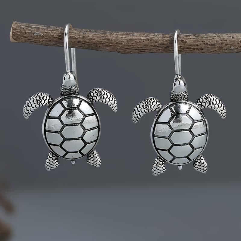 TEMU 1 Pair Of Fashionable Creative Retro Niche Animal Turtle Design Sense Bohemian Earrings Earrings Are Suitable For Women's