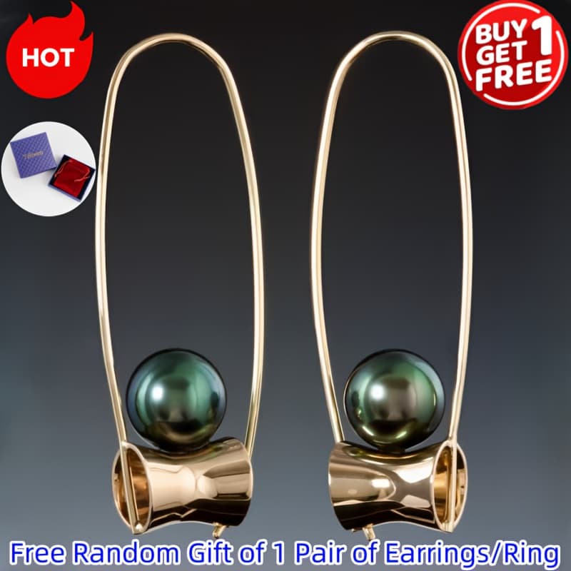 TEMU Black Earring, Lightweight, Golden Color Endless Hoop.