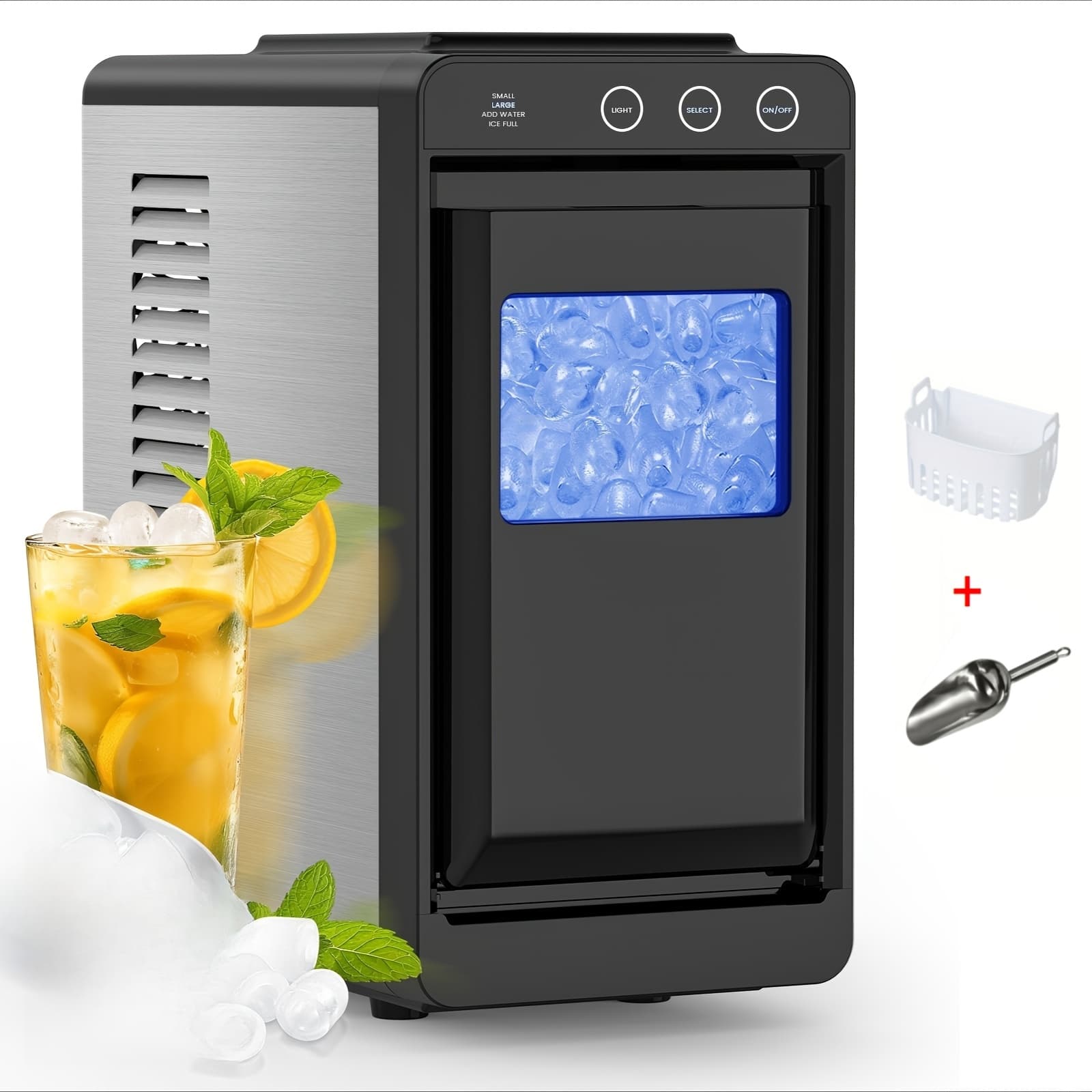 TEMU Ice Maker Countertop, Portable Ice Machine With Self-cleaning, 26 Lbs/ 24hrs, 8 Cubes In 6 Mins, Quiet Compact Ice Maker For Home, Kitchen, Rv, Camping