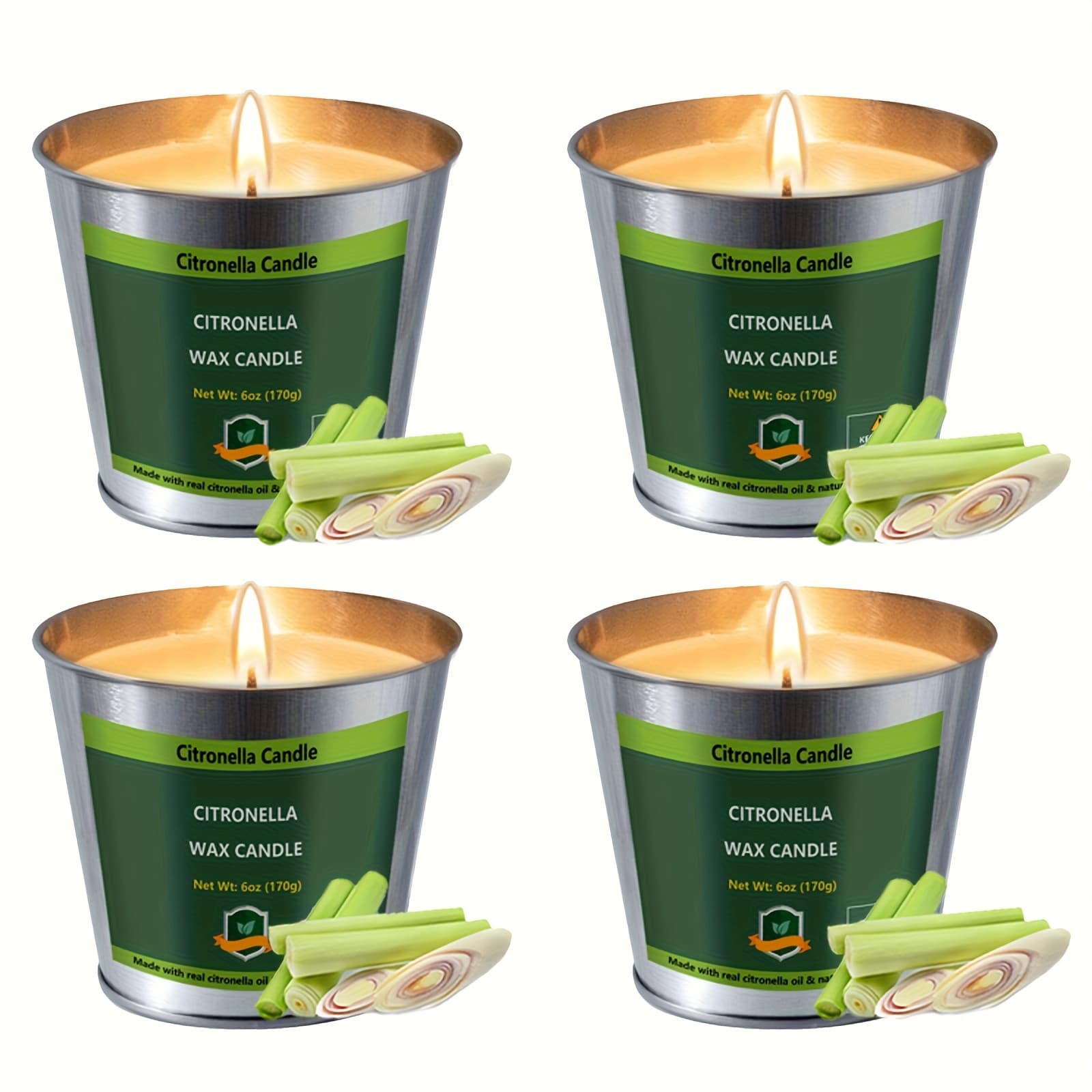TEMU 4pcs Citronella Candles Outdoor, 6oz Pack Of 4 128 Hours Burning, Citronella Candles Set Outside For Party Hiking Camping Patio Bbq Deck Garden Yard Home, Home Decor, Father's Day Gift thumbnail 2