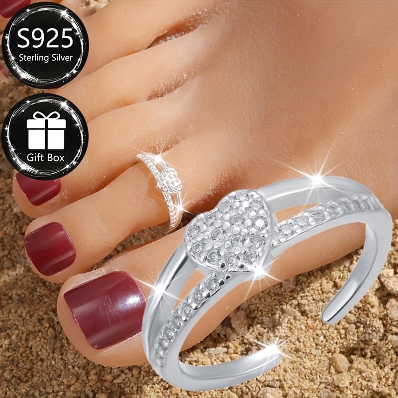TEMU 1pc Of S925 Sterling Silver Valentine's Day Heart-shaped Anklet, Women's Adjustable Beach Anklet, Summer Party Accessory, Suitable For Summer Wear And Vacation. Total Product Weight: 1.3g