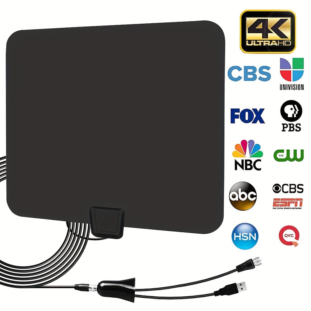 TEMU Tv Antenna Portable Antenna Indoor Antenna Supports 4k 1080p Suitable For All Smart Tvs, With 13.3 Feet Coaxial Cable