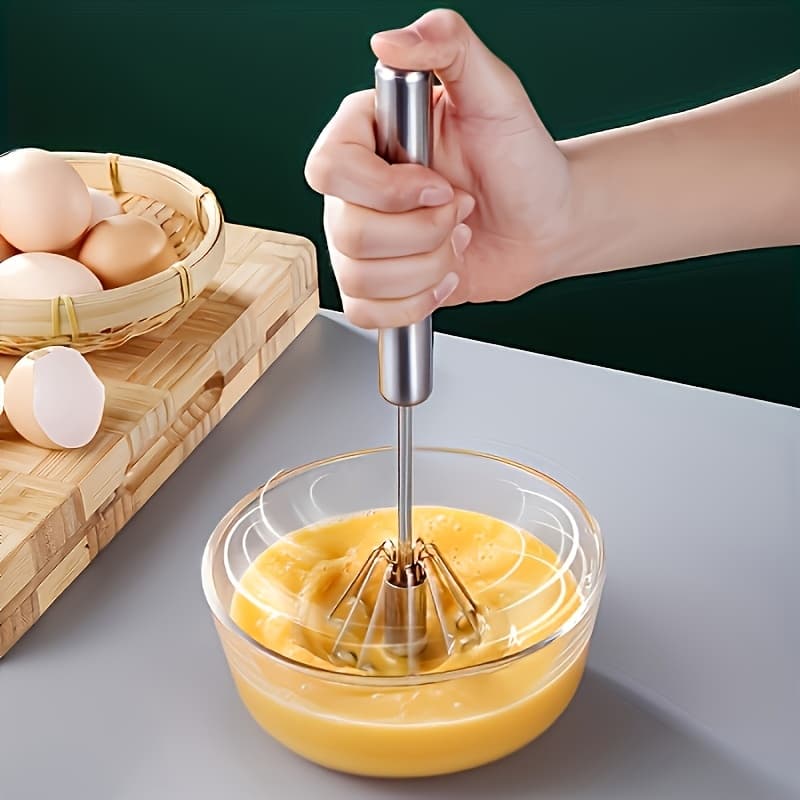 TEMU 1pc Stainless Steel Whisk And Milk Frother - Handheld Manual Beater Mixer For Eggs And Cream - For Mixing, Essential Kitchen Gadget, Christmas Gift [ In 4 ]